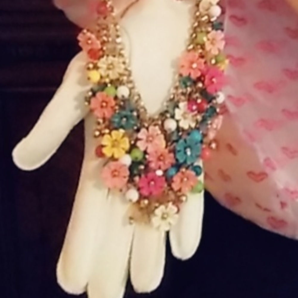 Colorful flower-beaded necklace